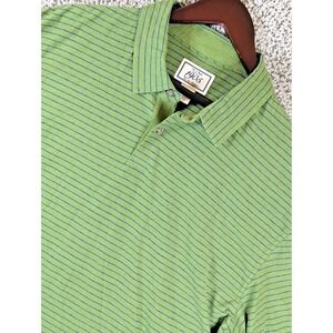 Jos. A. Bank‎ Linen Blend Polo Shirt Men's Size XXL Green Striped Tailored Fit